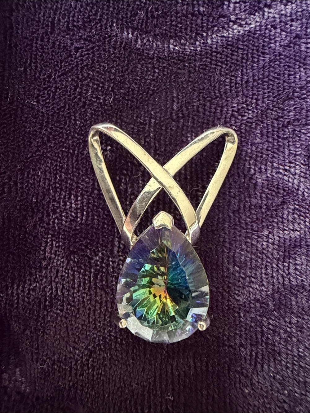 925 sterling silver contemporary atomic abstract pendant with mystic topaz